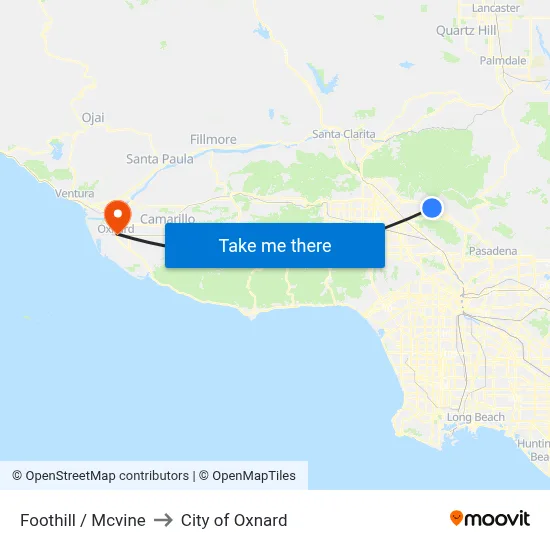 Foothill / Mcvine to City of Oxnard map