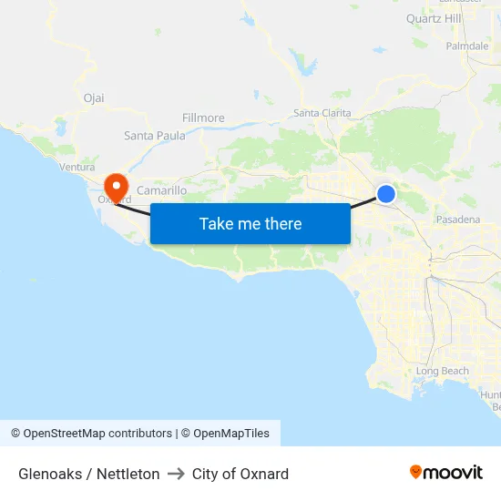 Glenoaks / Nettleton to City of Oxnard map