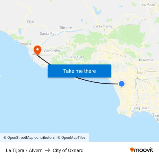 La Tijera / Alvern to City of Oxnard map