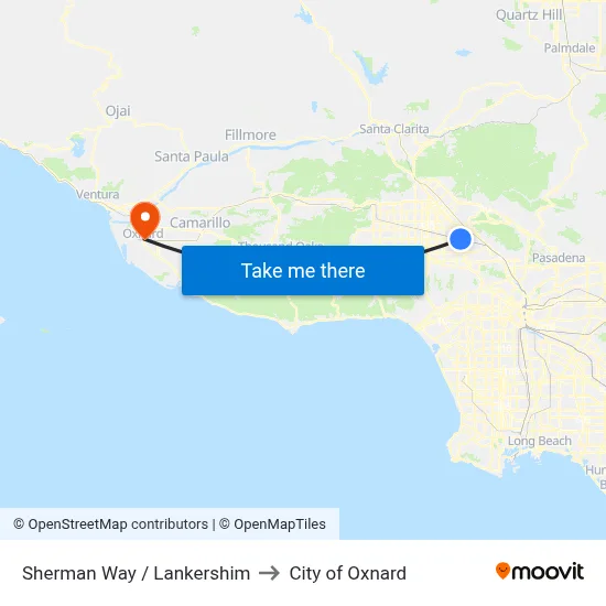 Sherman Way / Lankershim to City of Oxnard map