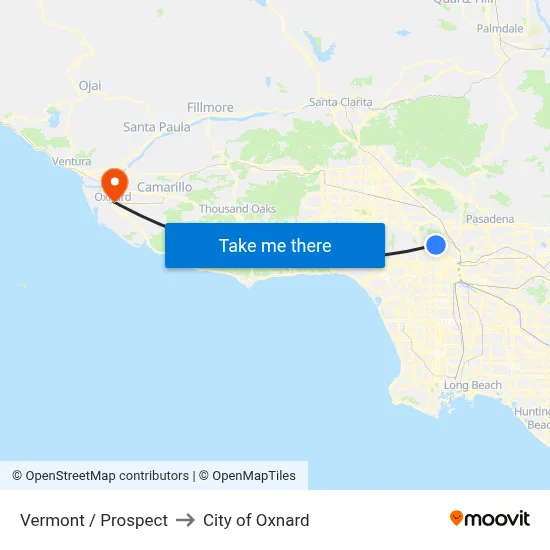 Vermont / Prospect to City of Oxnard map