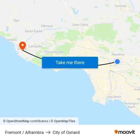 Fremont / Alhambra to City of Oxnard map
