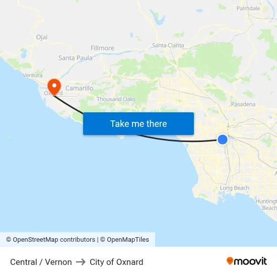 Central / Vernon to City of Oxnard map