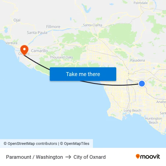 Paramount / Washington to City of Oxnard map