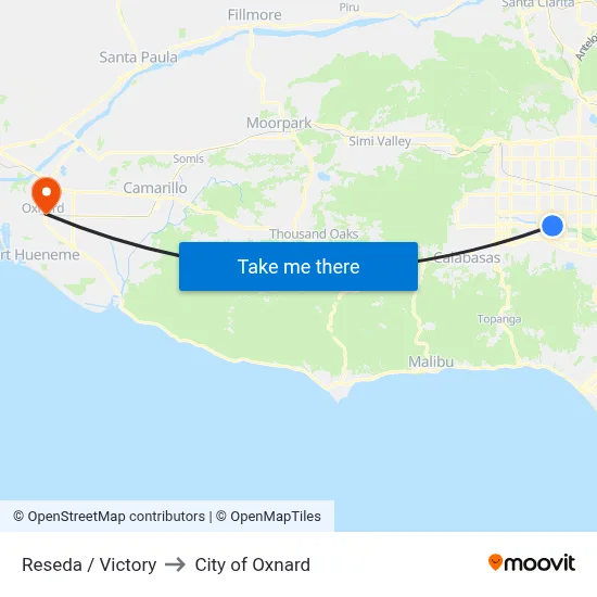 Reseda / Victory to City of Oxnard map
