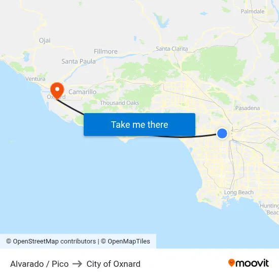 Alvarado / Pico to City of Oxnard map