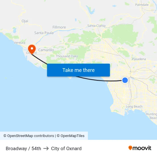Broadway / 54th to City of Oxnard map