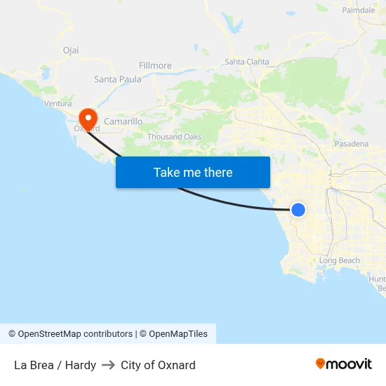 La Brea / Hardy to City of Oxnard map