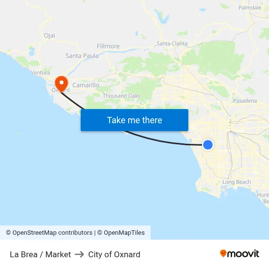 La Brea / Market to City of Oxnard map