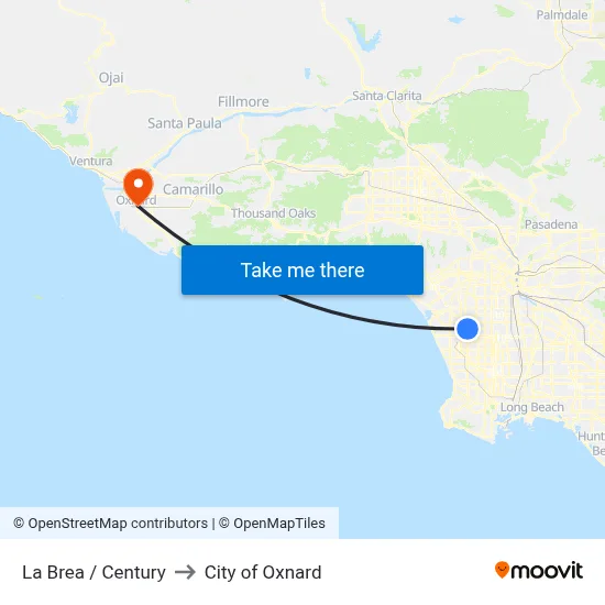 La Brea / Century to City of Oxnard map