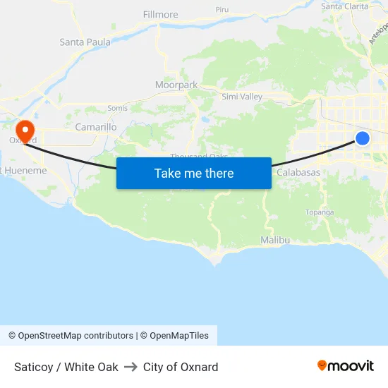 Saticoy / White Oak to City of Oxnard map
