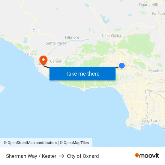 Sherman Way / Kester to City of Oxnard map