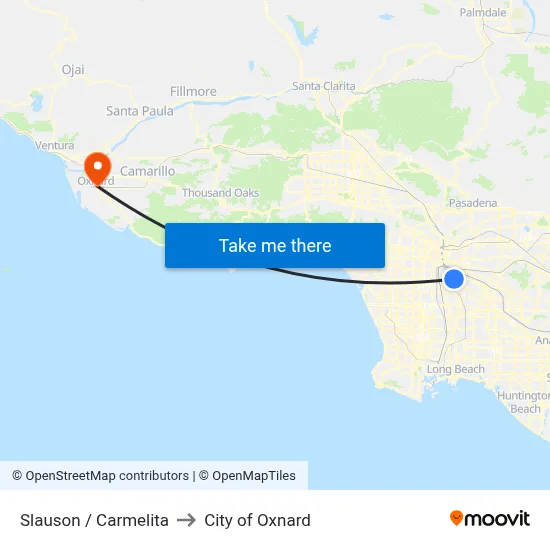 Slauson / Carmelita to City of Oxnard map