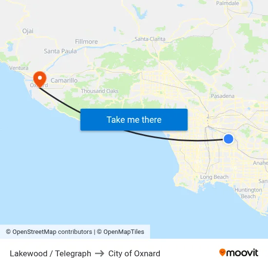 Lakewood / Telegraph to City of Oxnard map