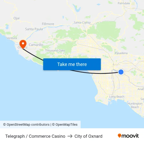 Telegraph / Commerce Casino to City of Oxnard map