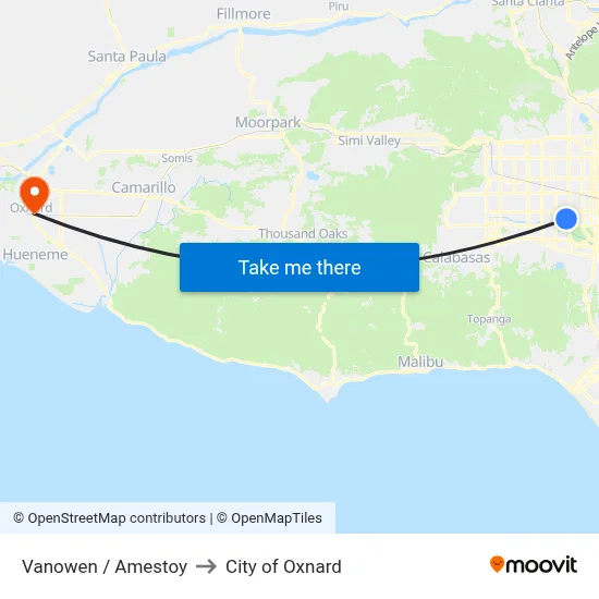Vanowen / Amestoy to City of Oxnard map