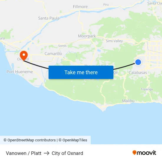 Vanowen / Platt to City of Oxnard map