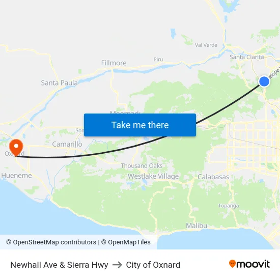 Newhall Ave & Sierra Hwy to City of Oxnard map