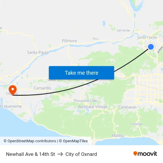 Newhall Ave & 14th St to City of Oxnard map