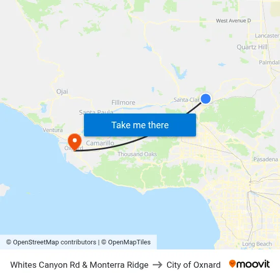 Whites Canyon Rd & Monterra Ridge to City of Oxnard map