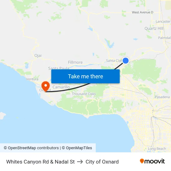 Whites Canyon Rd & Nadal St to City of Oxnard map