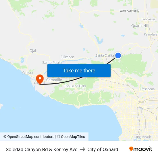 Soledad Canyon Rd & Kenroy Ave to City of Oxnard map