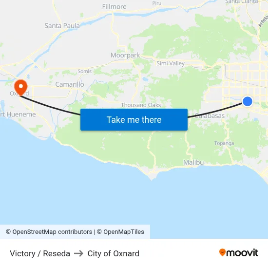 Victory / Reseda to City of Oxnard map
