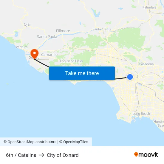 6th / Catalina to City of Oxnard map