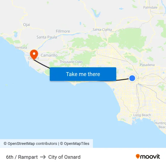 6th / Rampart to City of Oxnard map