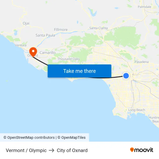 Vermont / Olympic to City of Oxnard map