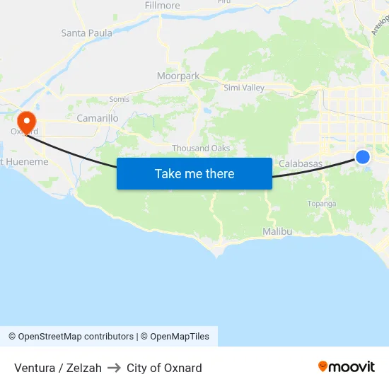 Ventura / Zelzah to City of Oxnard map