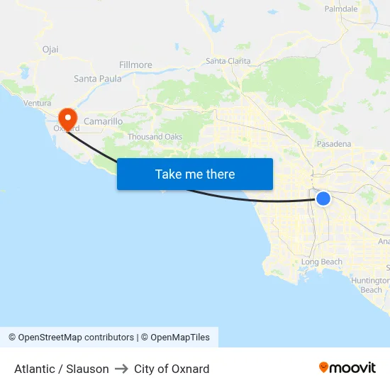 Atlantic / Slauson to City of Oxnard map