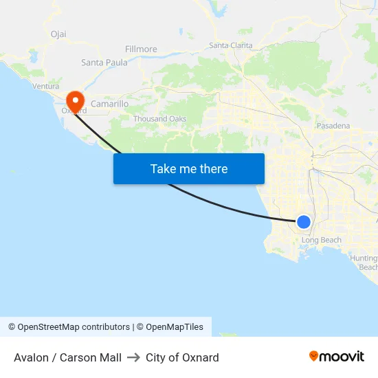 Avalon / Carson Mall to City of Oxnard map