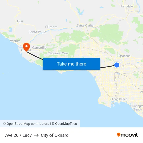 Ave 26 / Lacy to City of Oxnard map