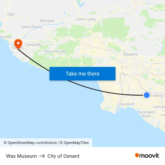 Wax Museum to City of Oxnard map