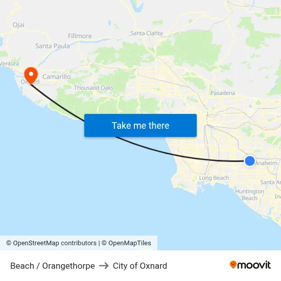 Beach / Orangethorpe to City of Oxnard map
