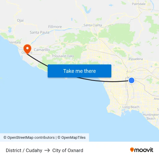 District / Cudahy to City of Oxnard map