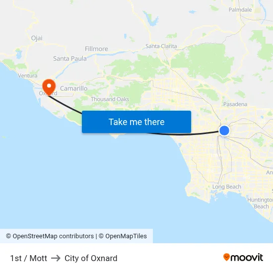 1st / Mott to City of Oxnard map