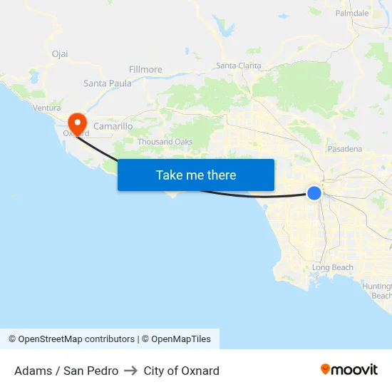 Adams / San Pedro to City of Oxnard map