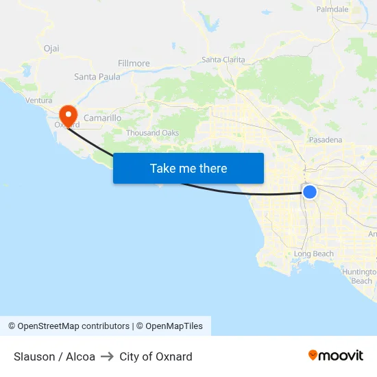 Slauson / Alcoa to City of Oxnard map