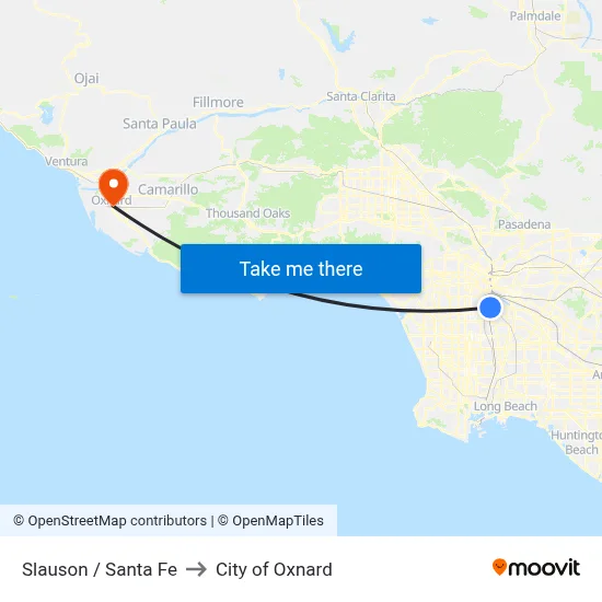 Slauson / Santa Fe to City of Oxnard map