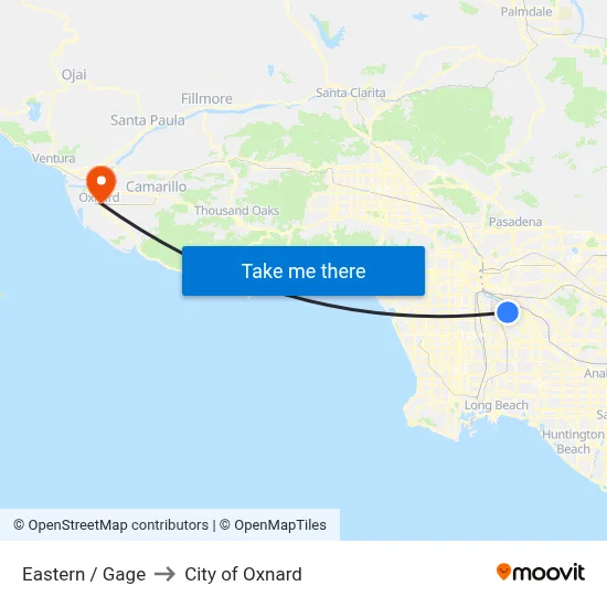 Eastern / Gage to City of Oxnard map