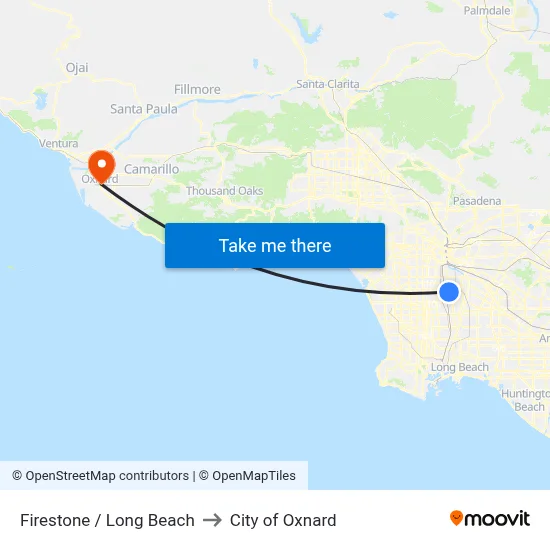 Firestone / Long Beach to City of Oxnard map