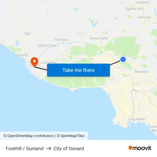 Foothill / Sunland to City of Oxnard map
