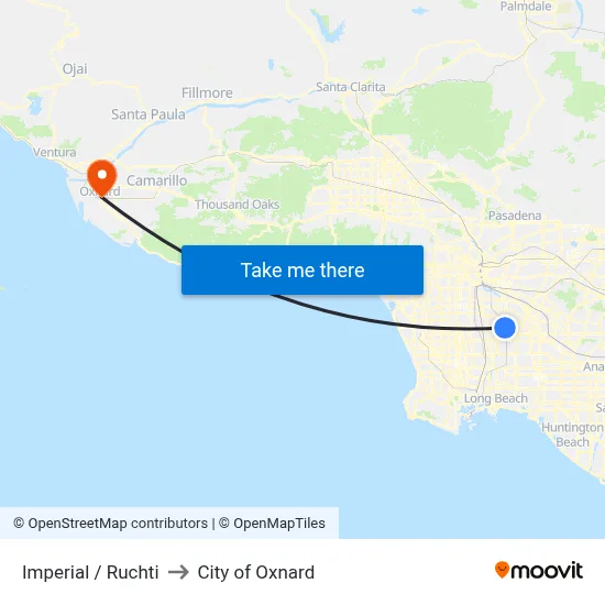 Imperial / Ruchti to City of Oxnard map