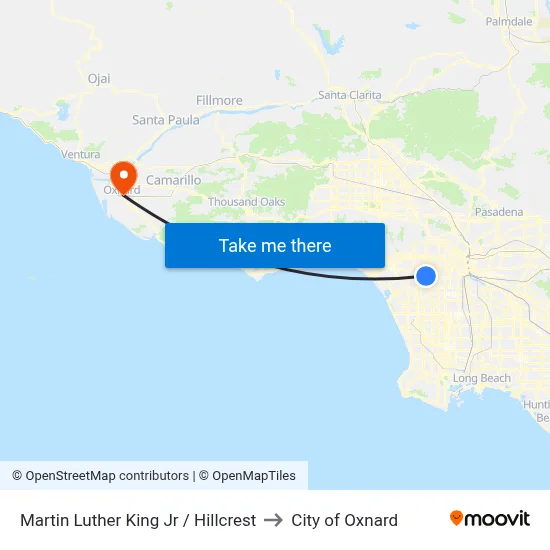 Martin Luther King Jr / Hillcrest to City of Oxnard map