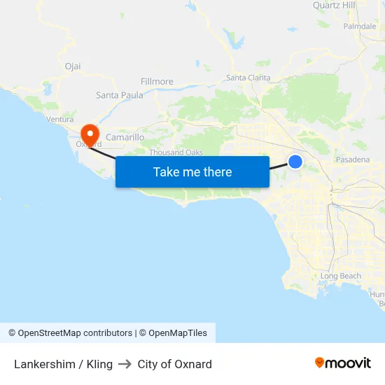 Lankershim / Kling to City of Oxnard map