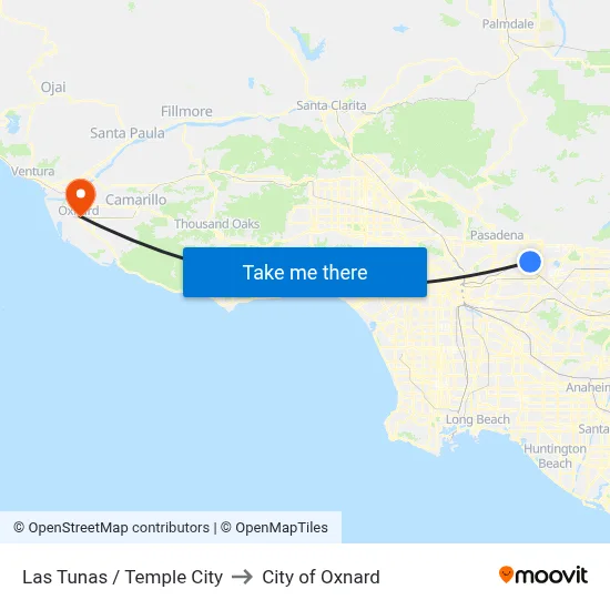 Las Tunas / Temple City to City of Oxnard map