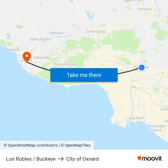 Los Robles / Buckeye to City of Oxnard map