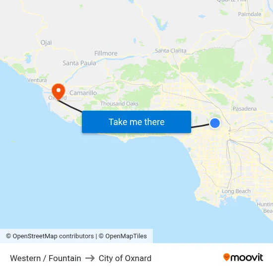 Western / Fountain to City of Oxnard map